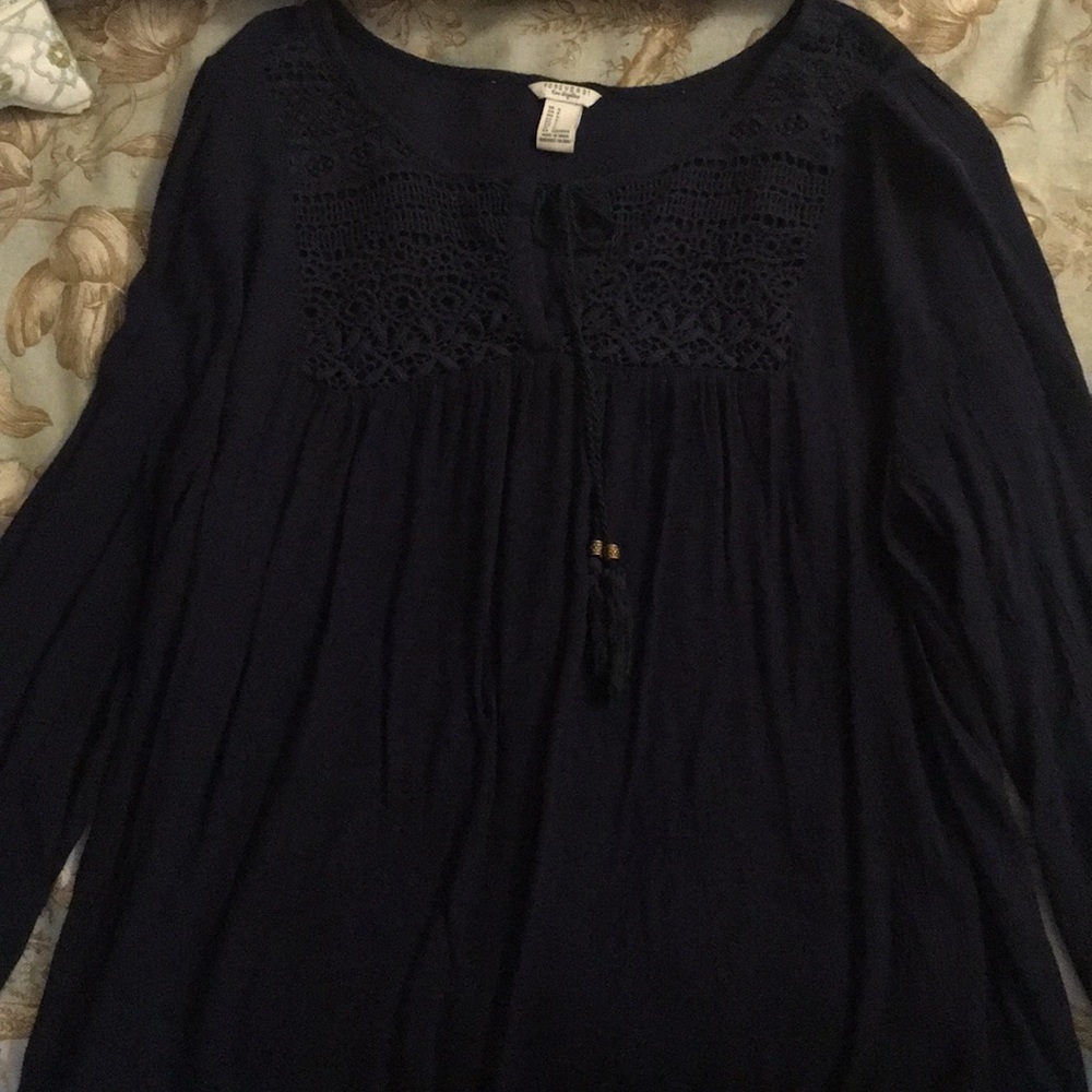 Dark blue peasant top